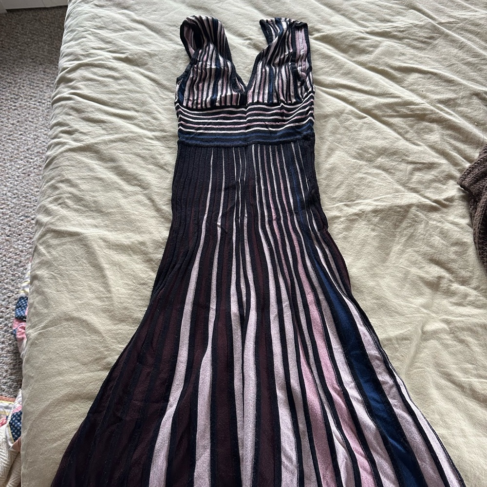 Zara Black and Pink Striped Maxi Dress